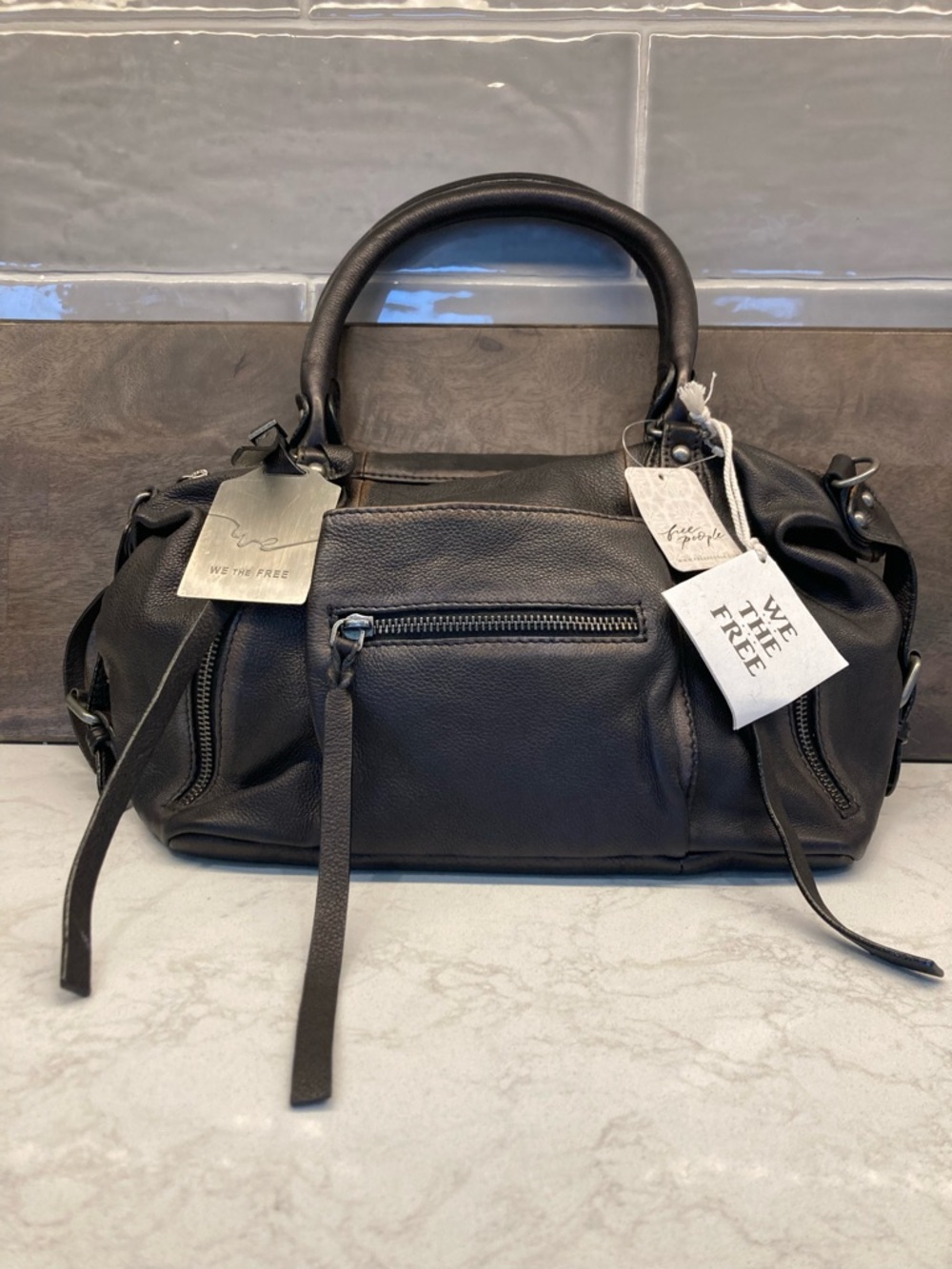 NWT FREE PEOPLE We The Free Baby Emerson Tote Bag in Black - Picture 5 of 10